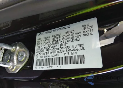 2017 Acura Rdx Technology Acurawatch Plus Packages/W/Technology Package z USA, uszkodzony, nr VIN 5J8TB4H54HL039667